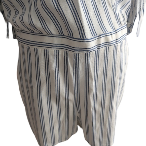BEBE Blue & White Striped Romper Shorts Size 14 - Picture 14 of 14
